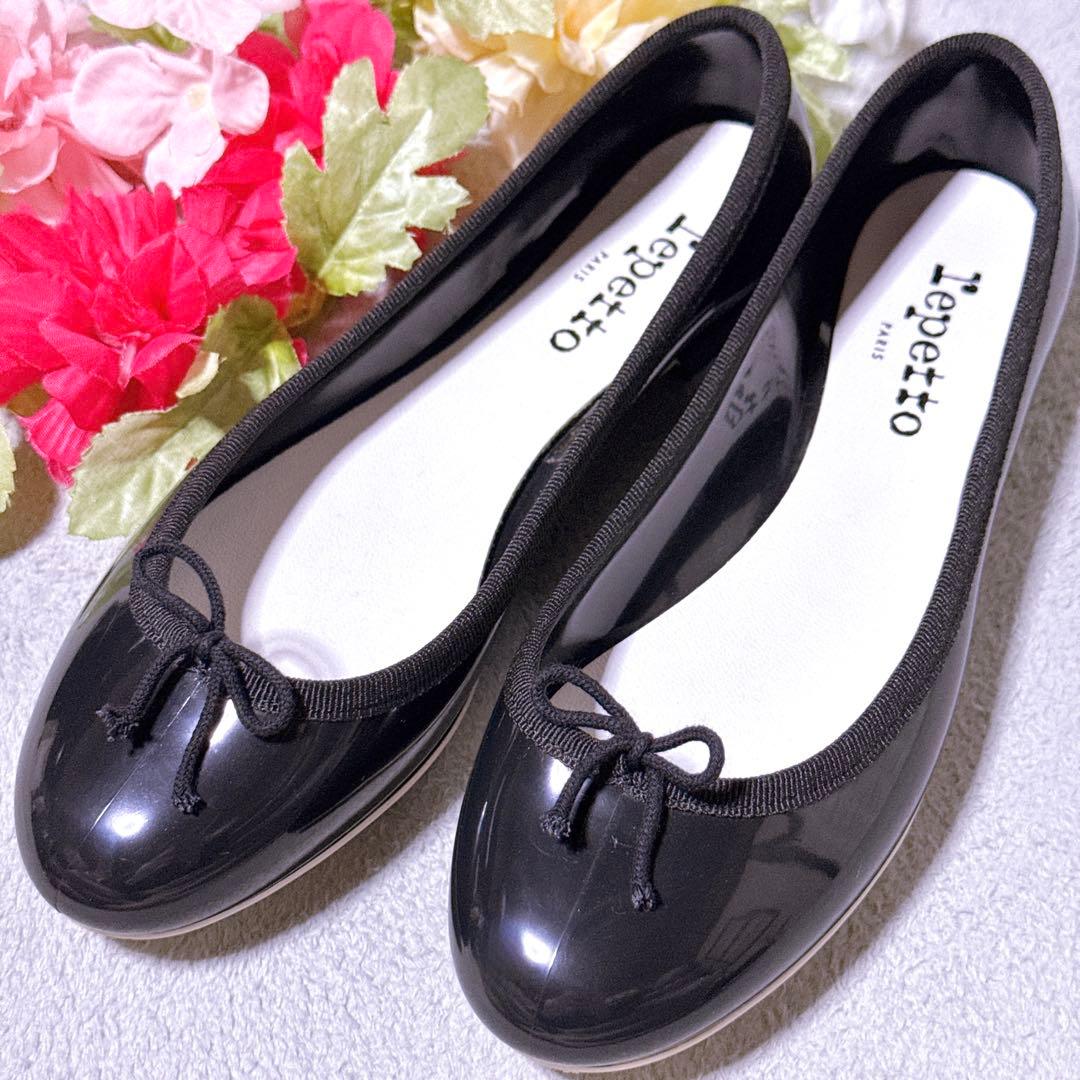 repetto サンドリオンバレリーナ フラットシューズ リボン 黒23.5cm Repetto