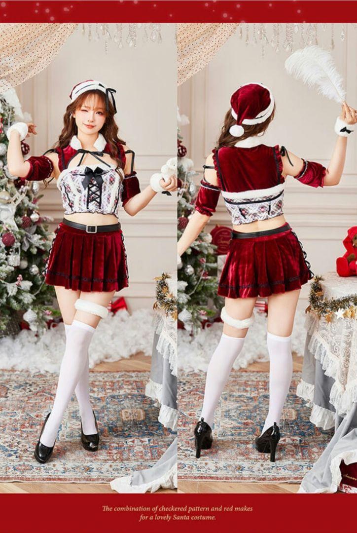 Malymoon プリーツベロアチェックサンタ