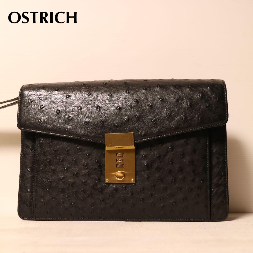 超美品 オーストリッチ革 セカンドバッグ ロック付き 高級品 超美品 オーストリッチ革 セカンドバッグ ロック付き 高級品