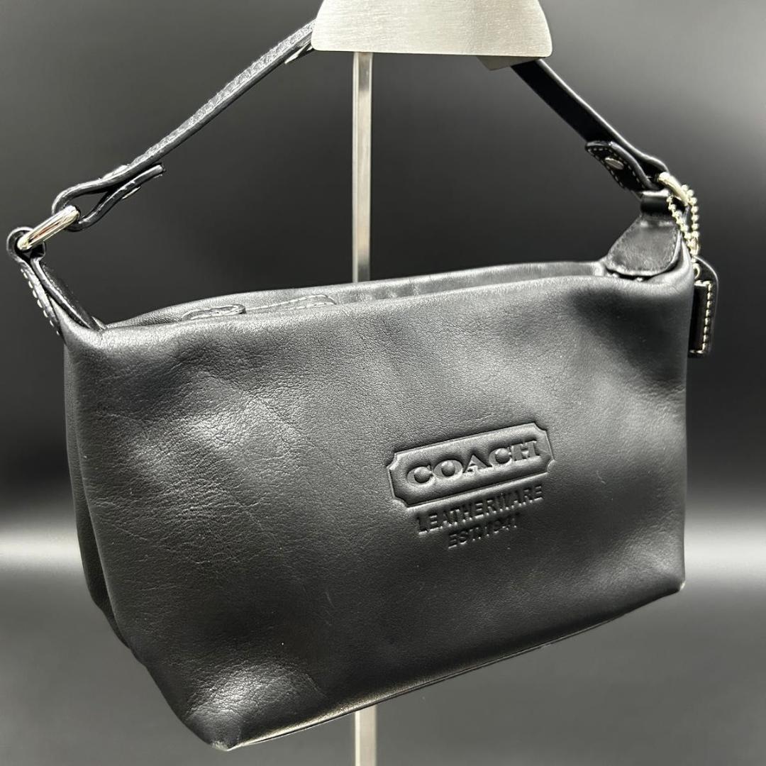 美品 COACH オールレザー ミニトート アクセサリーポーチ ワンショルダー