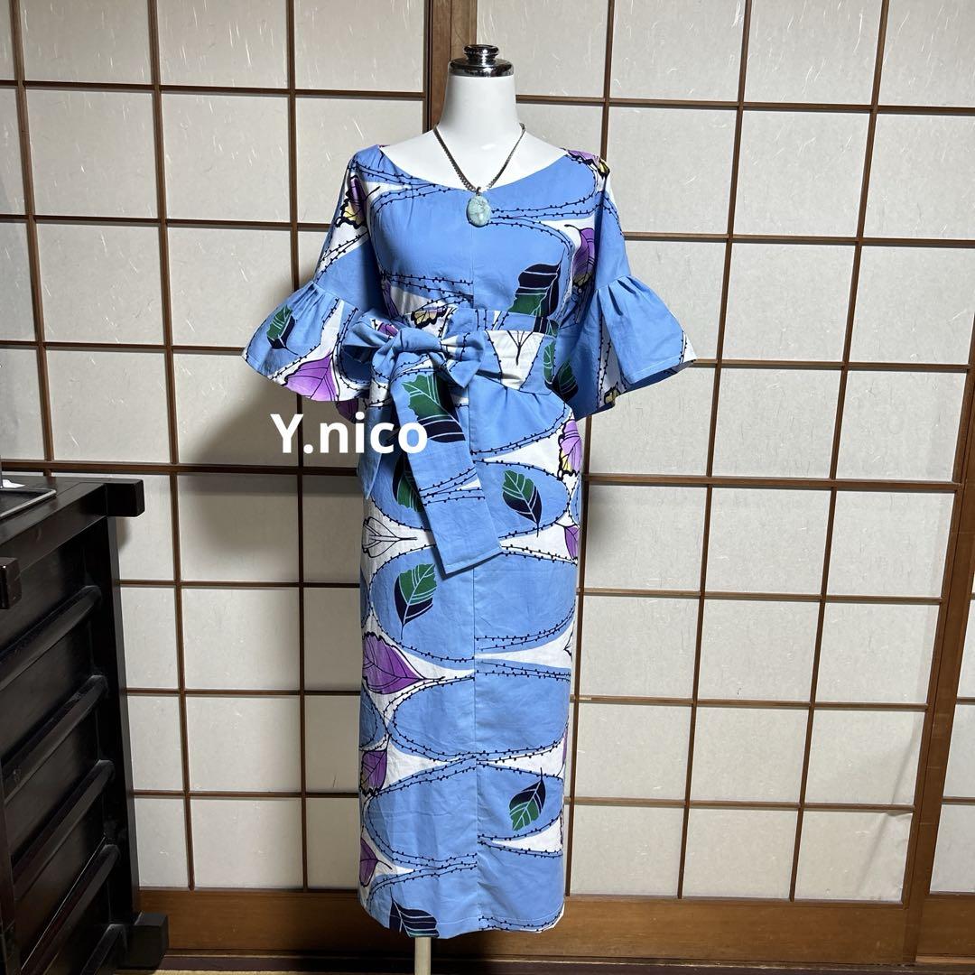 LL 浴衣リメイク 新品反物男浴衣 フリル袖ゆったりワンピース LL 浴衣リメイク 二種男浴衣 フリル袖ゆったりワンピース - メルカリ