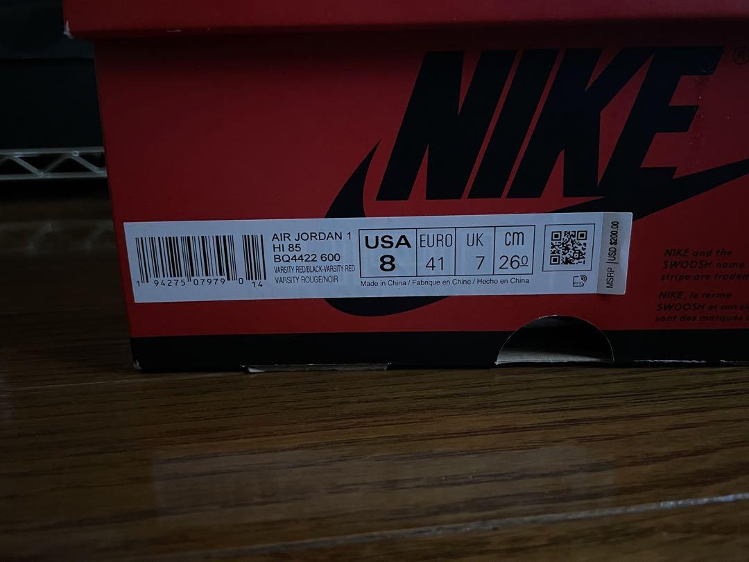Nike Air Jordan 1 High ’85 VarsityRed 26