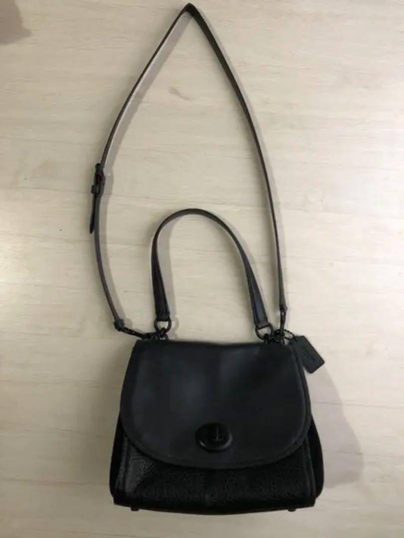 お買い得安い おお幅値下げ スウェード&レザー 黒 Yk9nV-m26304031479 coachショルダー手提げbag 低価品質保証