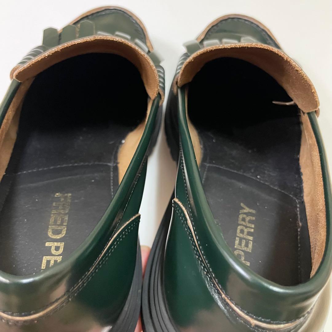 フレッドペリー フリンジ　ローファー　エンブレム　ダークグリーン　28cm