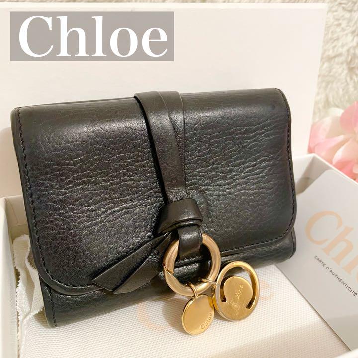 Chloe 折り財布 アルファベットチャームC ブラック