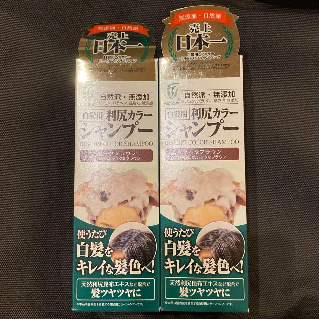 利尻カラーシャンプー(ダークブラウン)200ml 2本セット ＋ミネラルイオンブラシ 利尻カラーシャンプーA （シャンプー・染毛料） ＜ダークブラウン