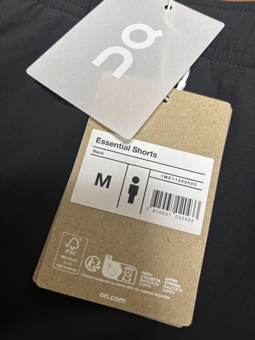 On オン　エッセンシャルショーツ　ブラック　Mサイズ　新品未使用