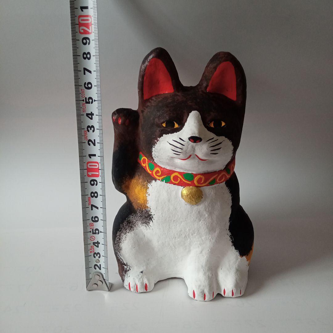 招き猫　土人形　ハチワレ　三毛猫