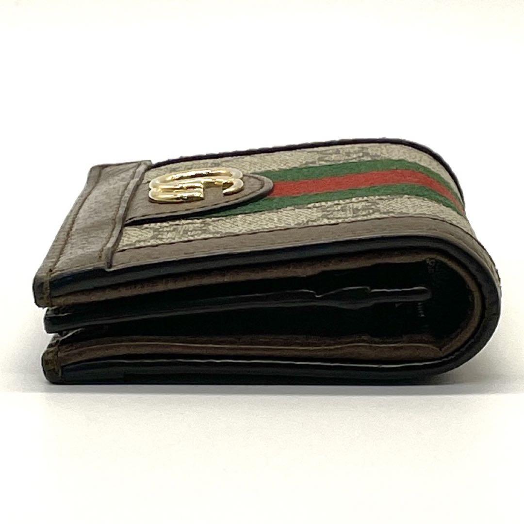 【極美品】GUCCI シェリーライン GGスプリーム 二つ折り財布 ダブルG 画像8