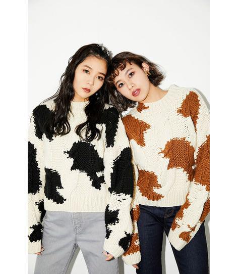 よしみさん着用！SLY❤︎COW CABLE SWEATER