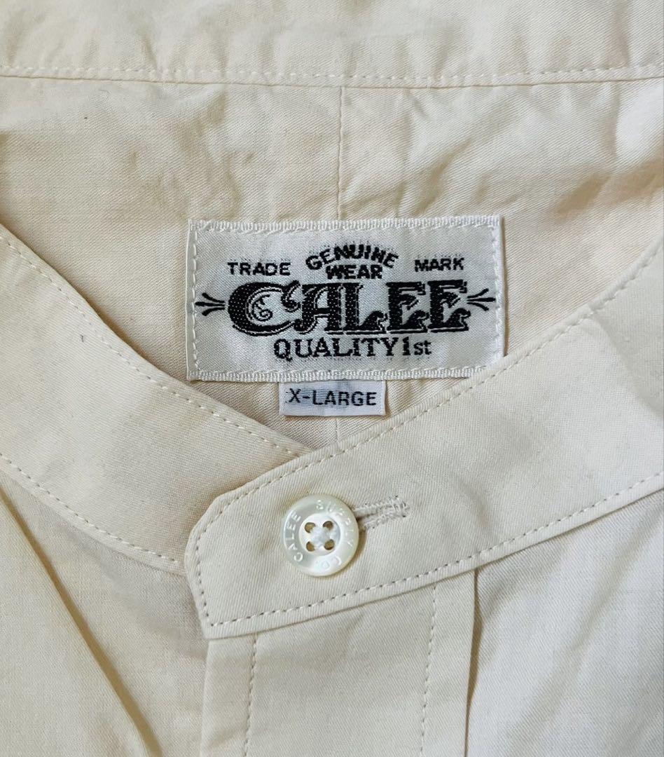 【未使用】CALEE キャリー 生成り ノーカラー 七部丈 シャツ XL