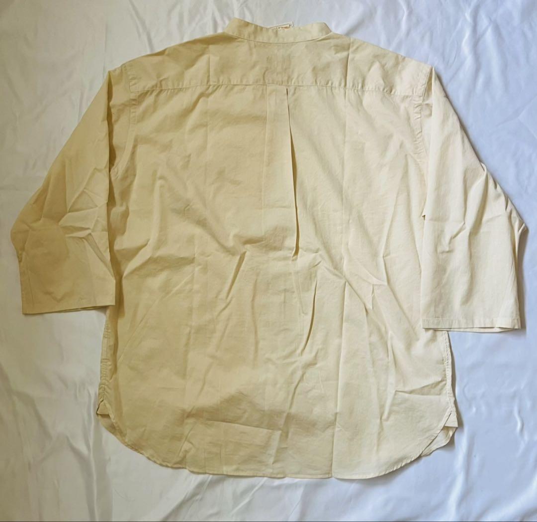 【未使用】CALEE キャリー 生成り ノーカラー 七部丈 シャツ XL