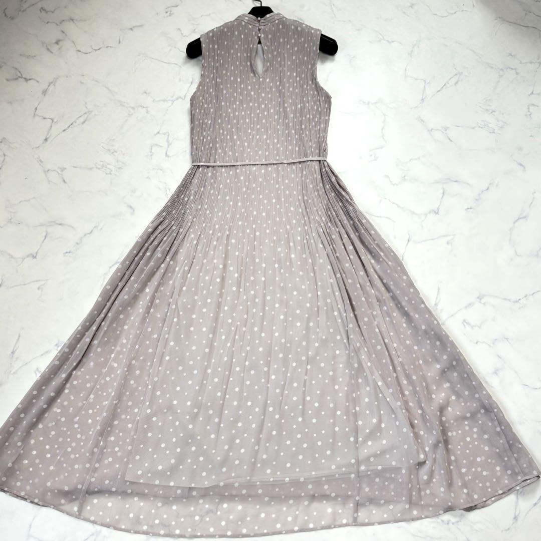 美品 ANAYI シフォン ドット プリーツロングワンピース 36