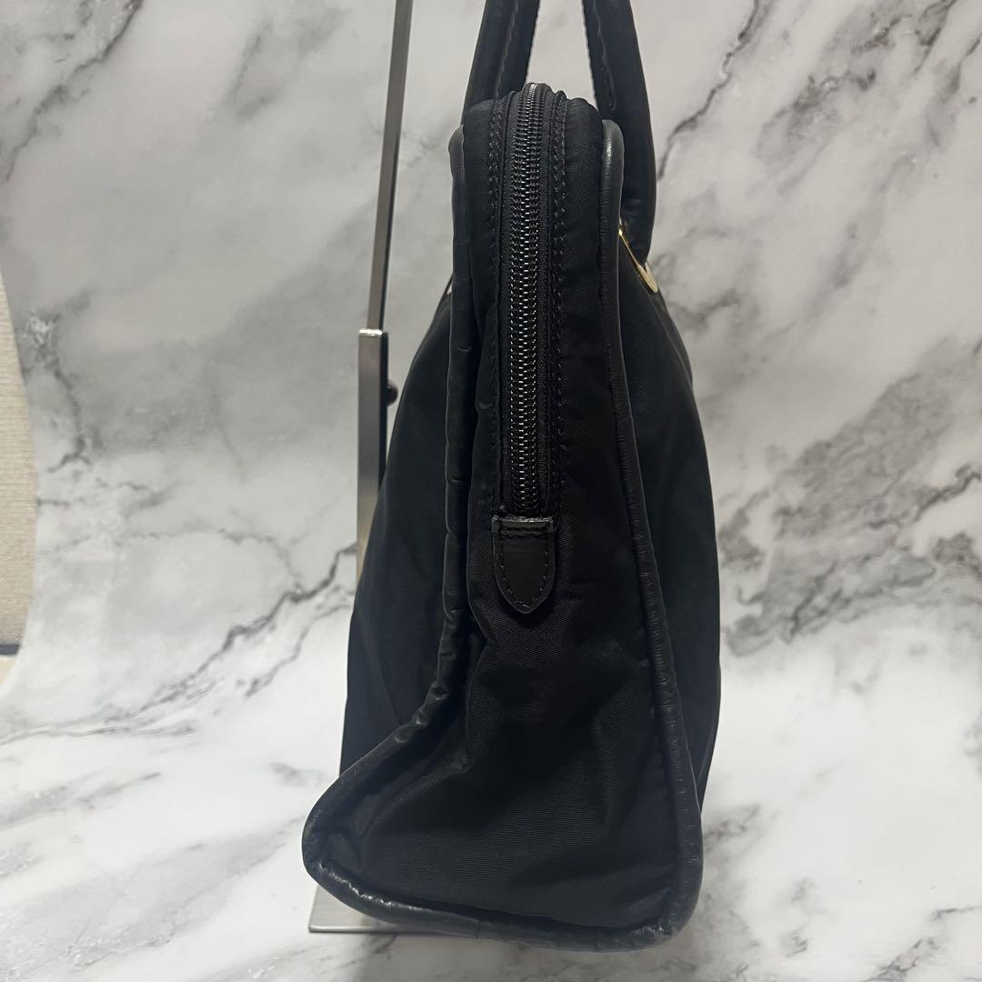 選ぶなら CELINE レザー×ナイロン ハンドバッグ 黒 ゴールド金具 バッグ