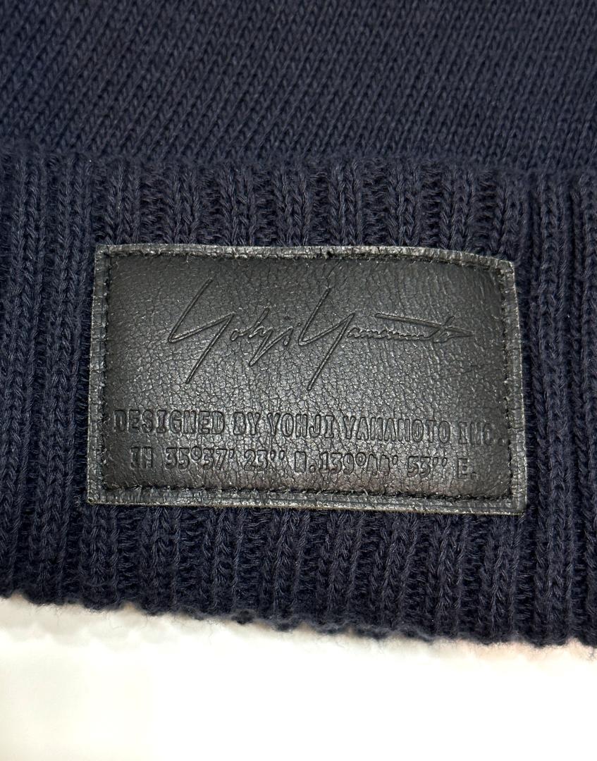 美品　希少　Yohji ヨウジヤマモト　 ロゴパッチ レザー　ニットキャップ　Y