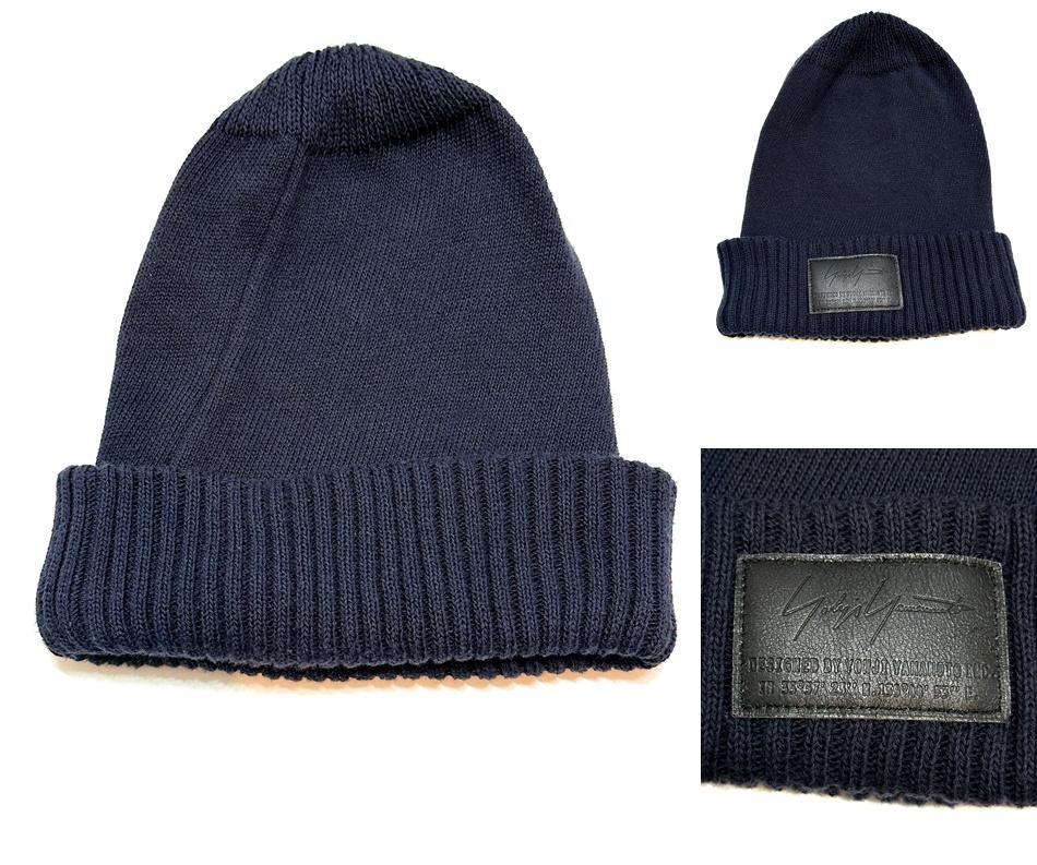 美品　希少　Yohji ヨウジヤマモト　 ロゴパッチ レザー　ニットキャップ　Y