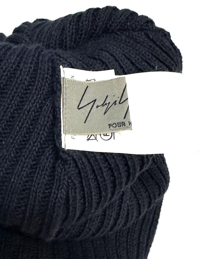 美品　希少　Yohji ヨウジヤマモト　 ロゴパッチ レザー　ニットキャップ　Y