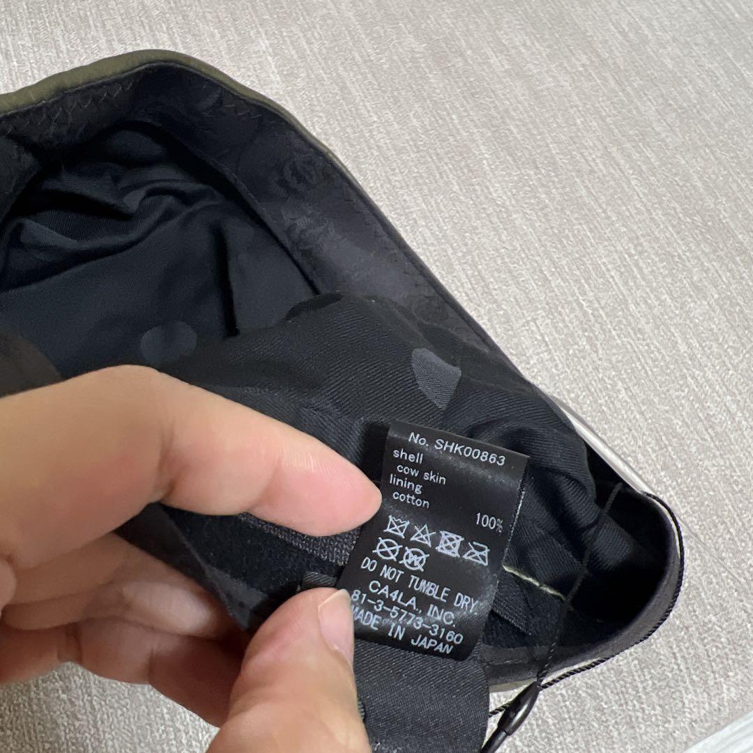 新品　Ca4la カーキ　レザーベレー帽