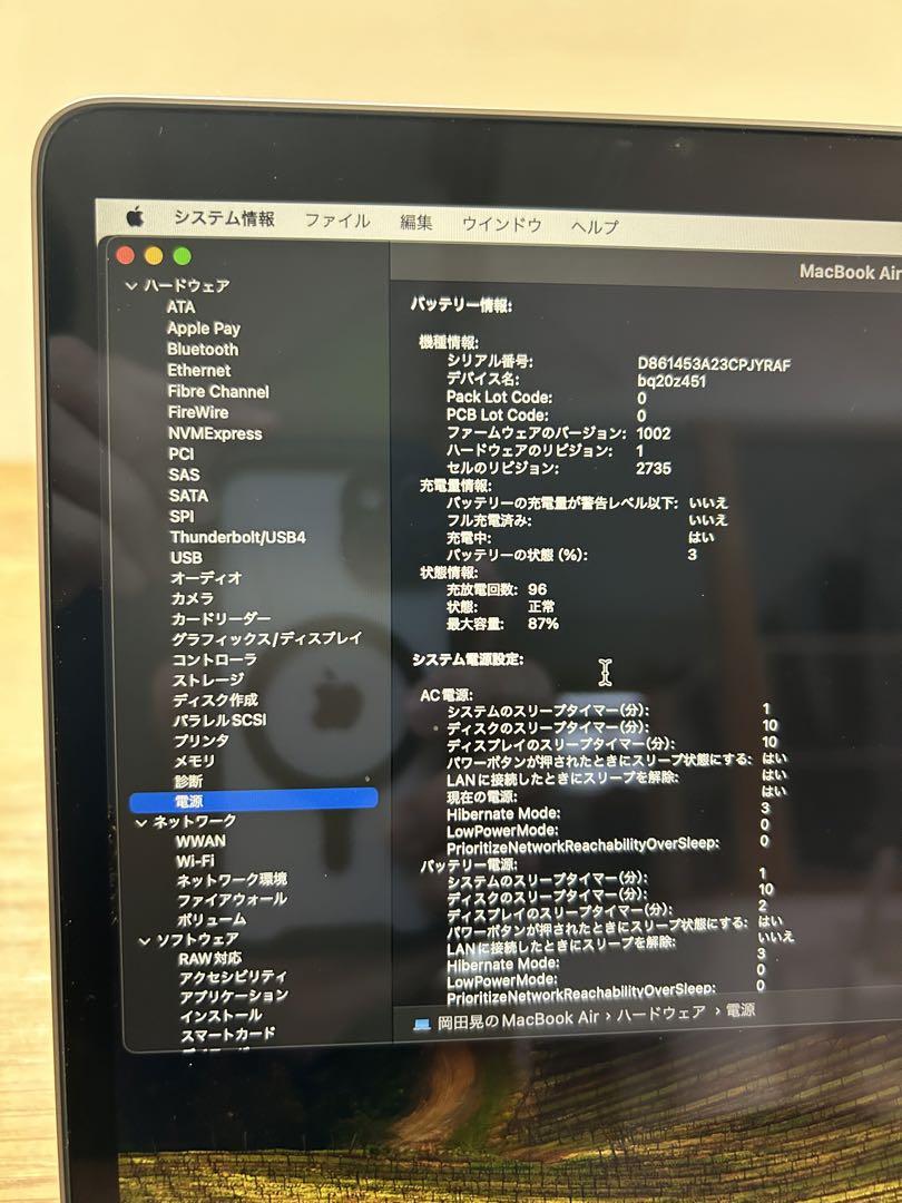 MacBook Air 13インチ MGN63J/A 2020