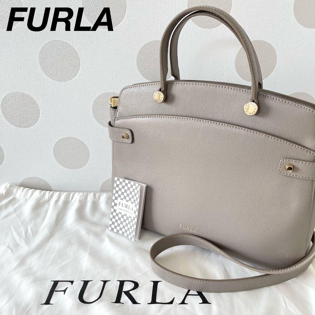 FURLA ハンドバッグ ショルダーバッグ 2way レザー グレージュ