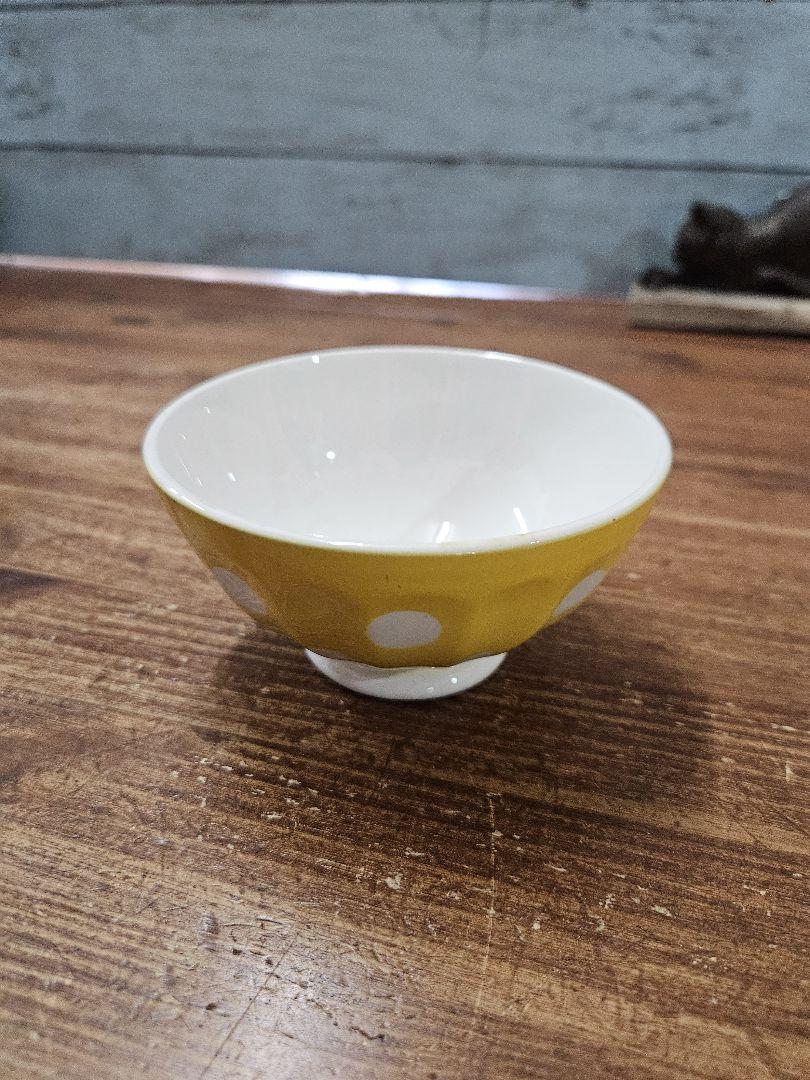 フランスアンティーク 小振りなカフェオレボウル 器 サルグミンヌ ドット柄