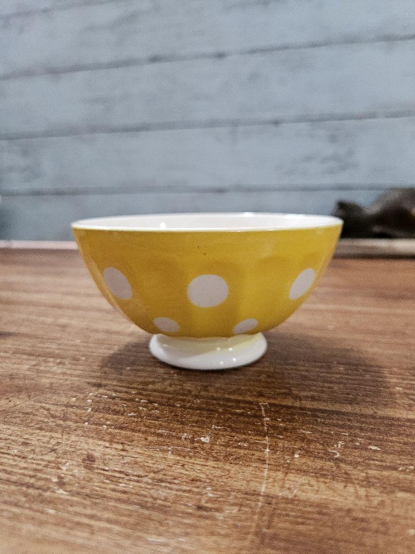 フランスアンティーク 小振りなカフェオレボウル 器 サルグミンヌ ドット柄
