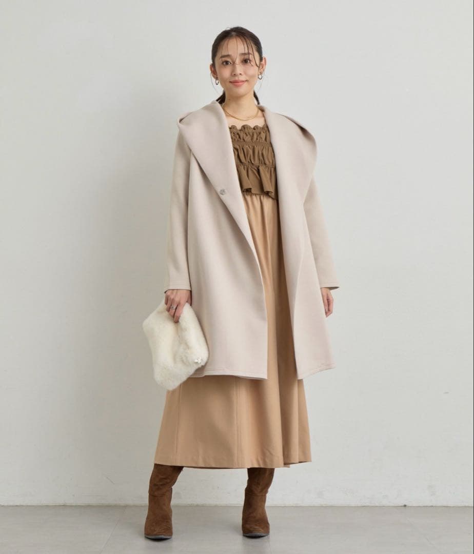 un dix corsスクエア異素材シャーリングワンぴース ブラウンフリーサイズ un dix corsスクエア異素材シャーリングワンぴース ブラウンフリーサイズ