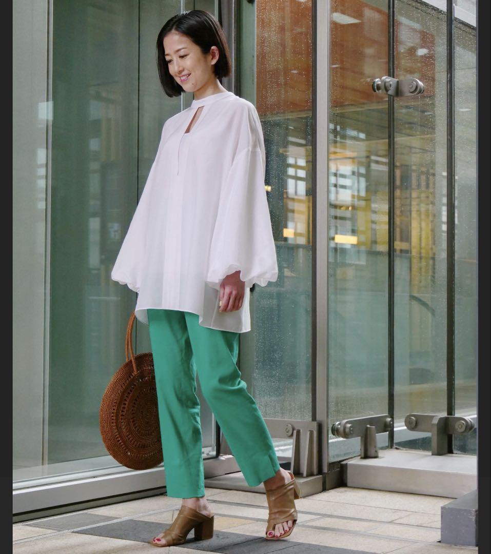 theory luxe パンツ ストレッチ 麻 リネン グリーン 緑 38