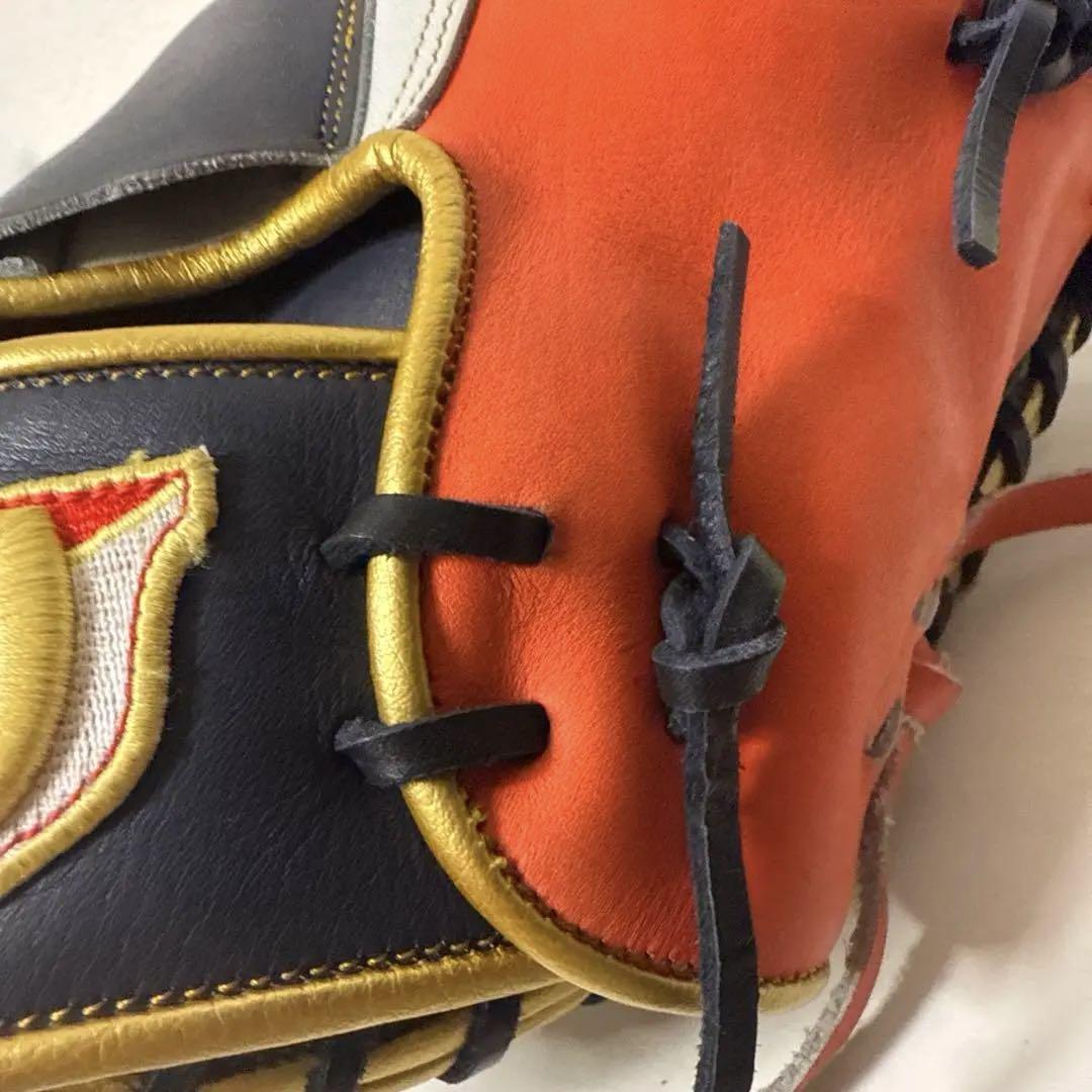 美品 金彩 激レア 40.Wilson軟式ミット オレンジ ネイビー ホワイト