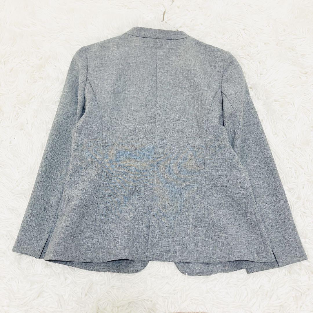 極美品 インディヴィ スーツ ノーカラージャケット パンツ セットアップ グレー