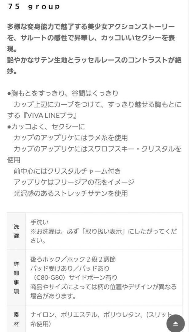 【新品タグ付き】サルート 75G　ブラジャー・ソング