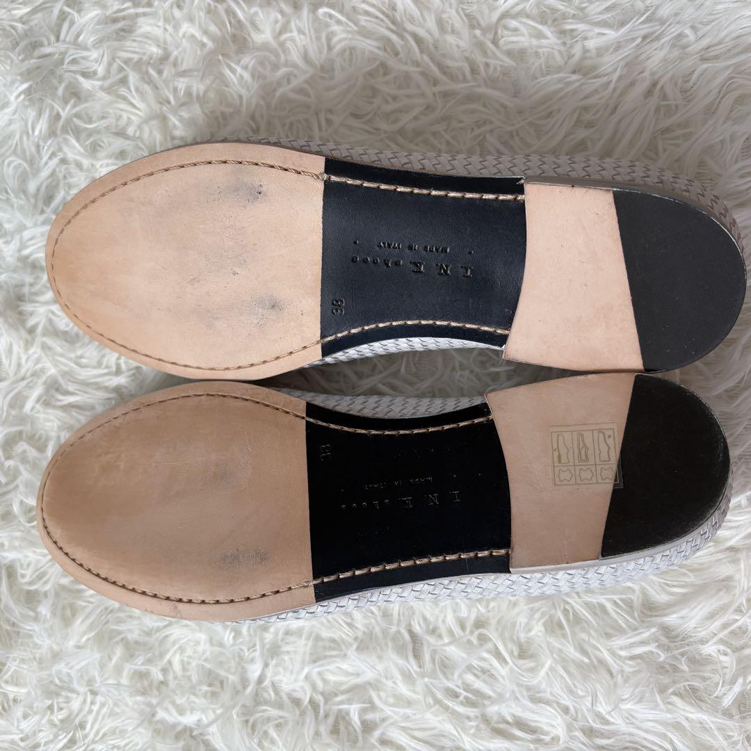 美品 I.N.K.shose 革 フラット メッシュ ラウンドトゥ イタリア製