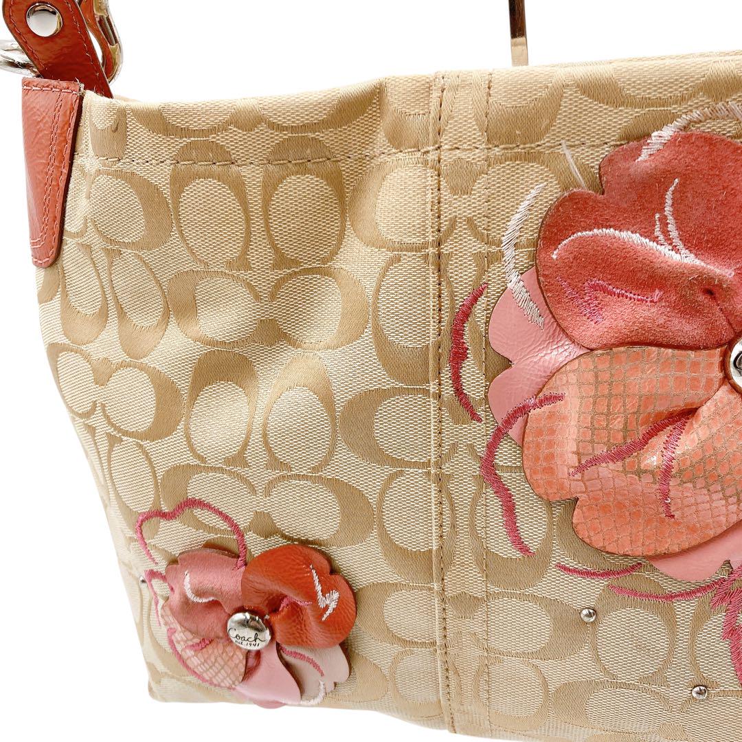 coach コーチ ハンドバッグ 花模様 ショルダーバッグ 16879 ブラウン