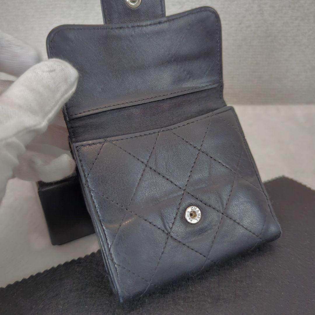 CHANEL シャネル マトラッセ 三つ折り 財布 ラムスキン ココマーク