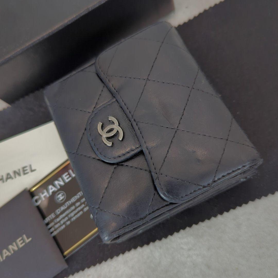 CHANEL シャネル マトラッセ 三つ折り 財布 ラムスキン ココマーク