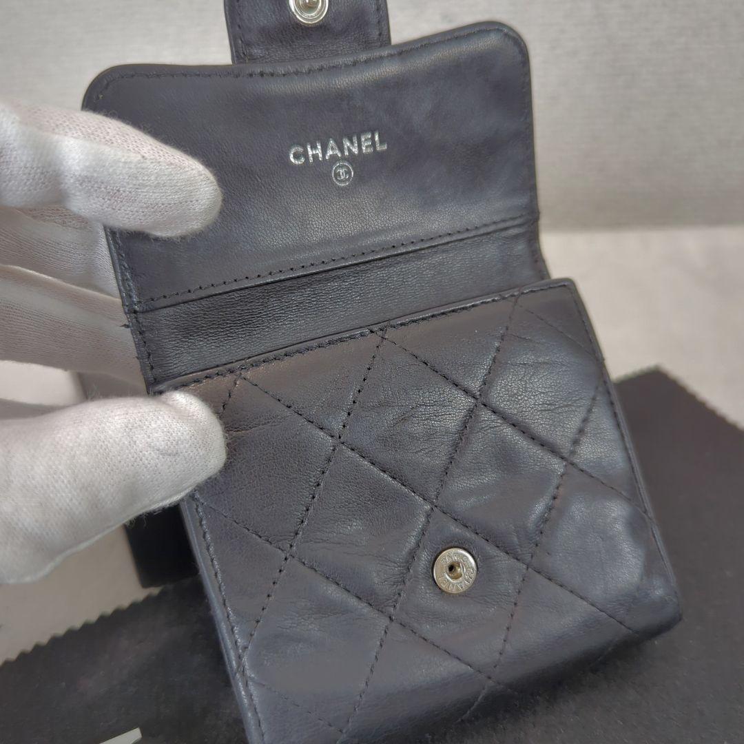 CHANEL シャネル マトラッセ 三つ折り 財布 ラムスキン ココマーク