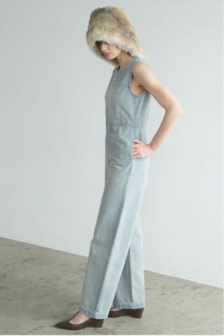 BACK OPEN DENIM ALL IN ONE - ICE BLUE