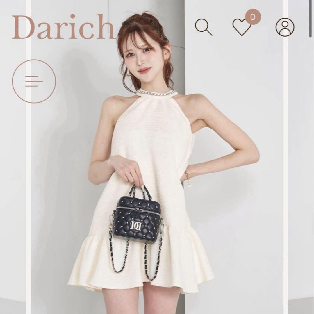 Darich ダーリッチ　チェーンツイードフレアミニワンピース