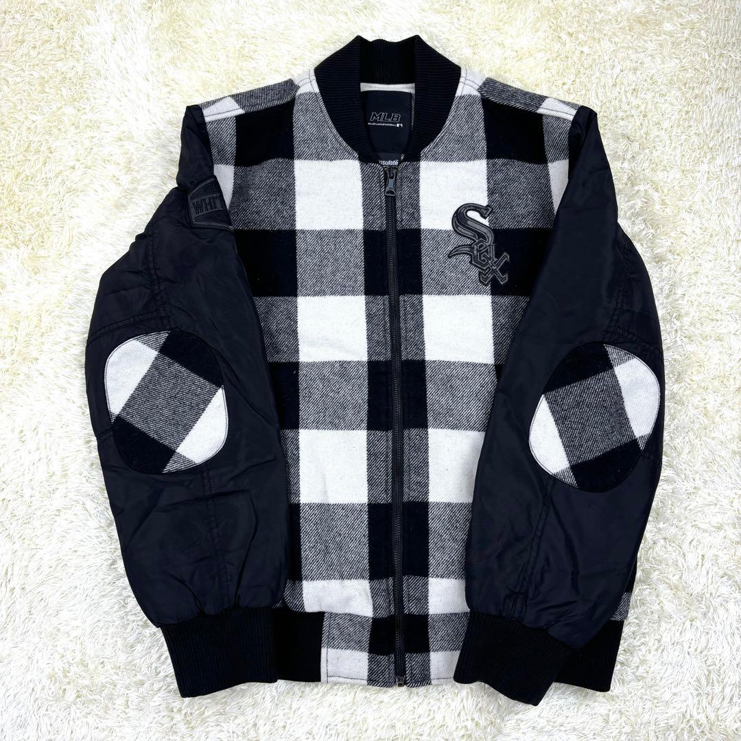 送料無料! ホワイトソックス レアカラー ノーカラー チェック柄 ブルゾン 人気 送料無料! ホワイトソックス レアカラー ノーカラー チェック柄 ブルゾン 人気