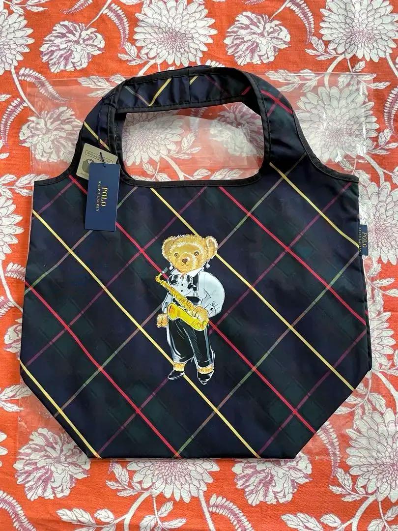 ラルフローレン ポロベア エコバッグ 肩がけ チェック 折畳み可能