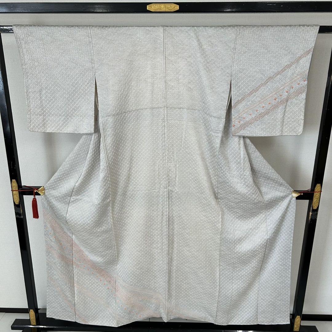 スモールサイズ 付け下げ 紋無し 絞り 流水模様 正絹 着物 U