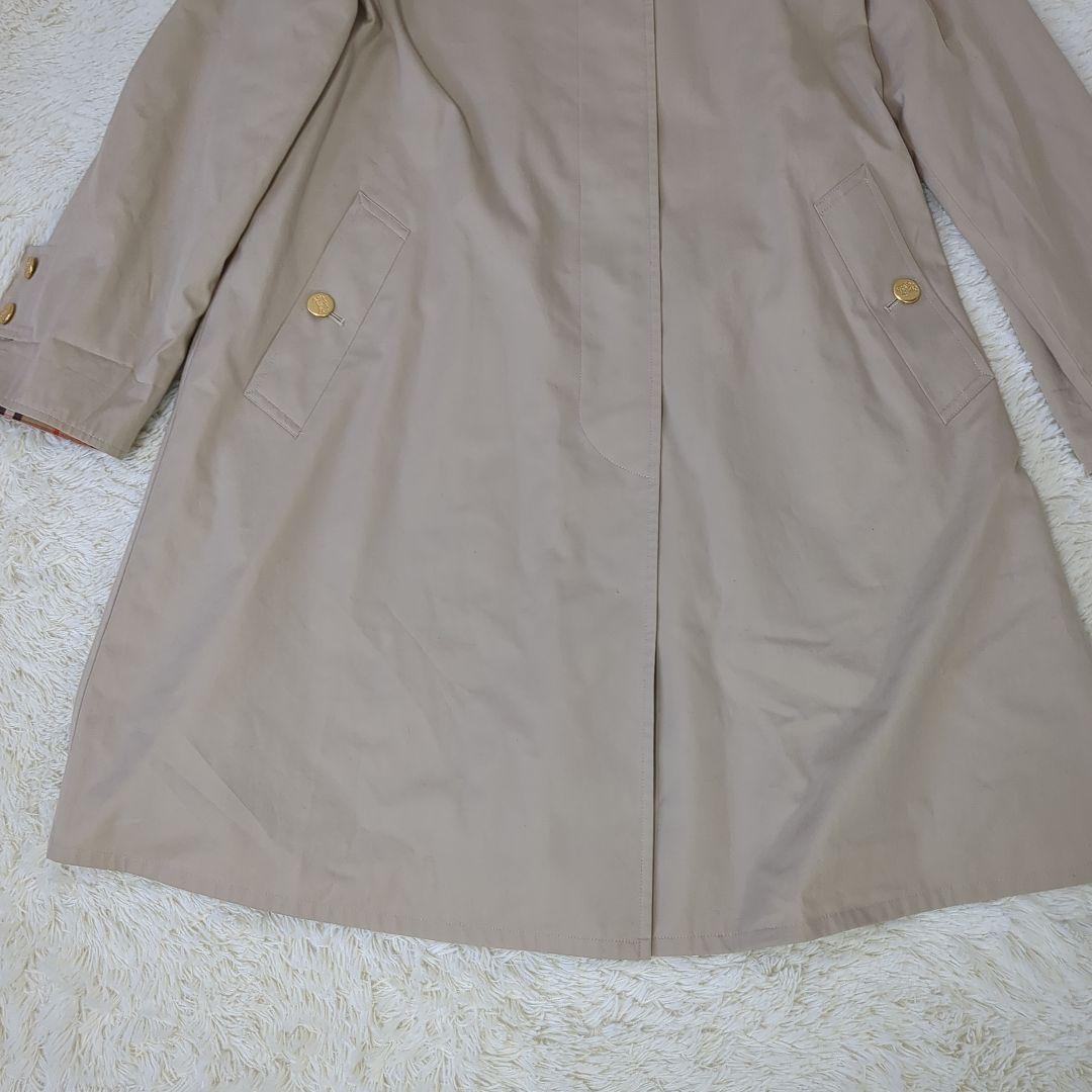 美品　バーバリーズ　ステンカラーL　ベージュ　ノバチェック　金ボタン　ベルト