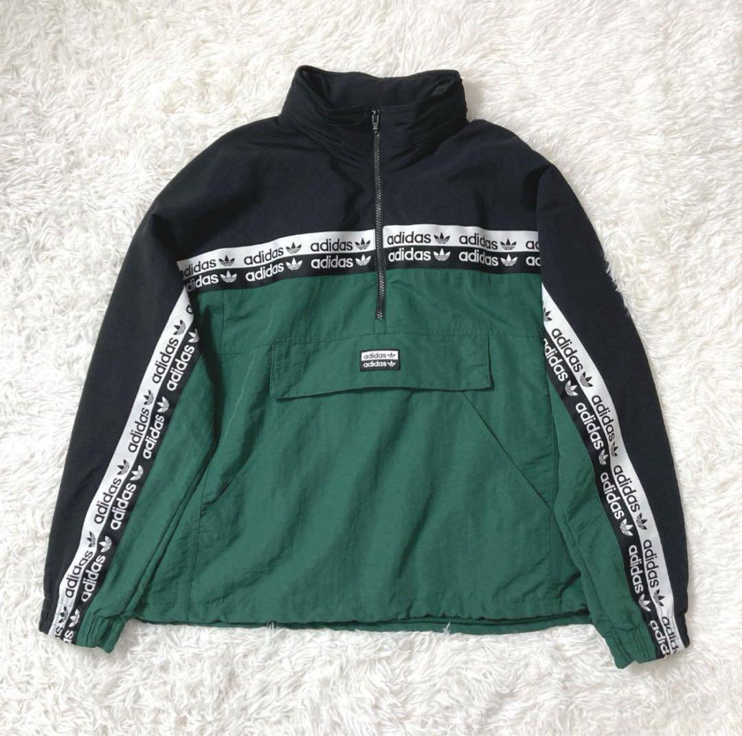 ナイロンジャケット　ハーフジップ　アディダスオリジナルス　アノラックパーカー adidasハーフジップナイロンジャケット アノラックパーカー