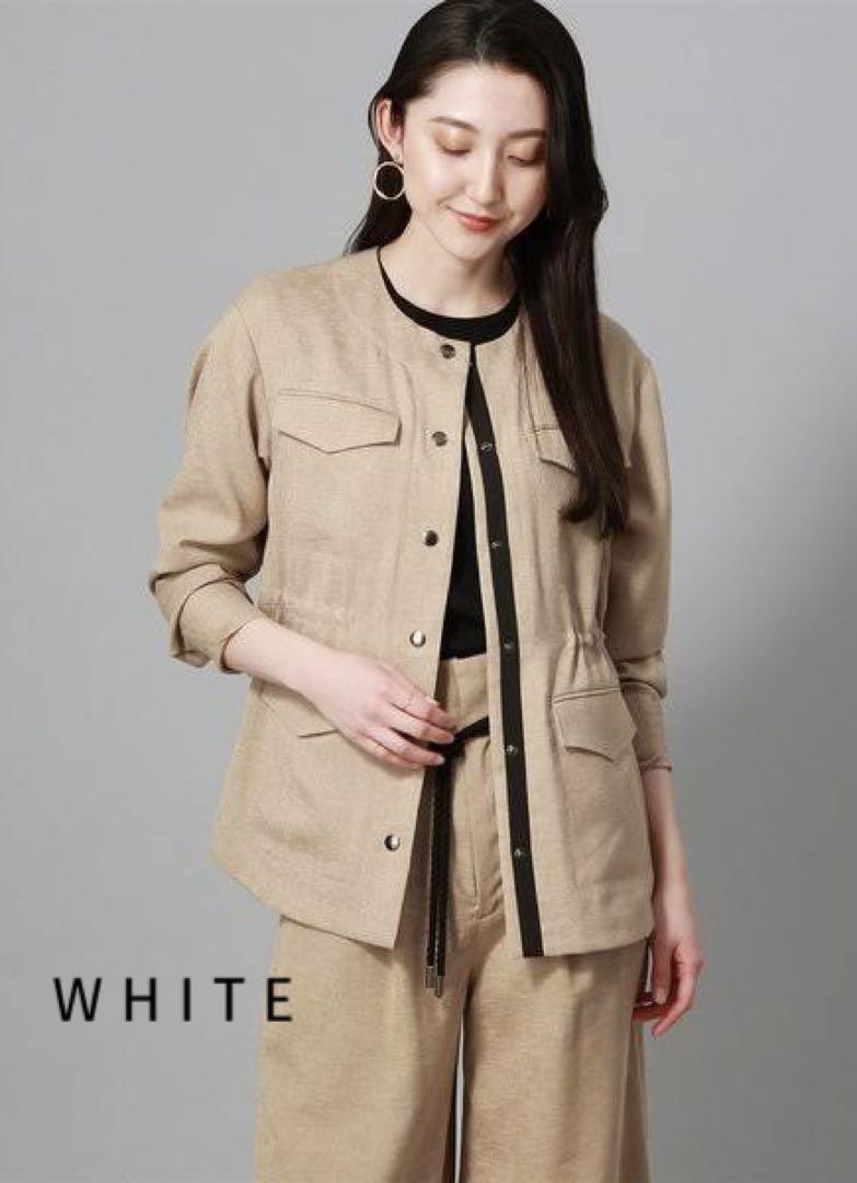 【WHITE】ノーカラージャケット 38