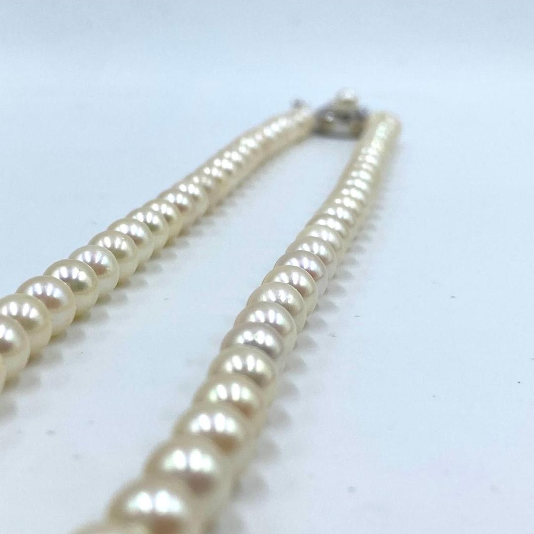 アコヤ パール ネックレス 本真珠 粒玉 6.6mm シルバー刻印 照り美品