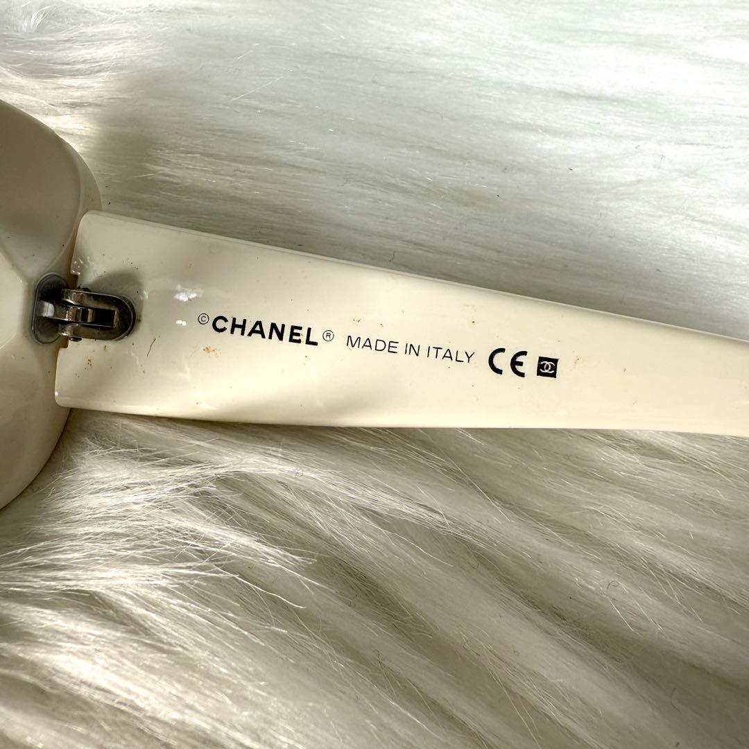 CHANEL サングラス 6026-B ホワイト ココマーク ラインストーン