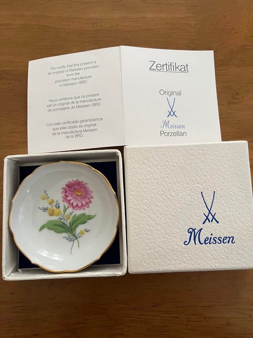 Meissen S360A 花柄 金彩小皿 証明書 きmeissen