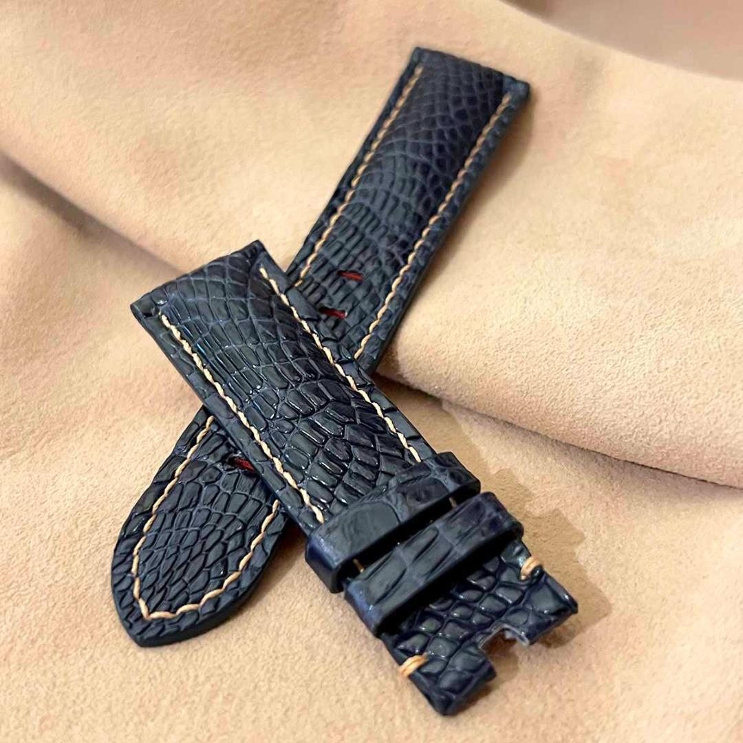 がございま≰ cro-773 ネイビー ラグ幅22 mm yRnOL-m26426516209 クロコダイル 腕時計ベルト ¤ベルトに
