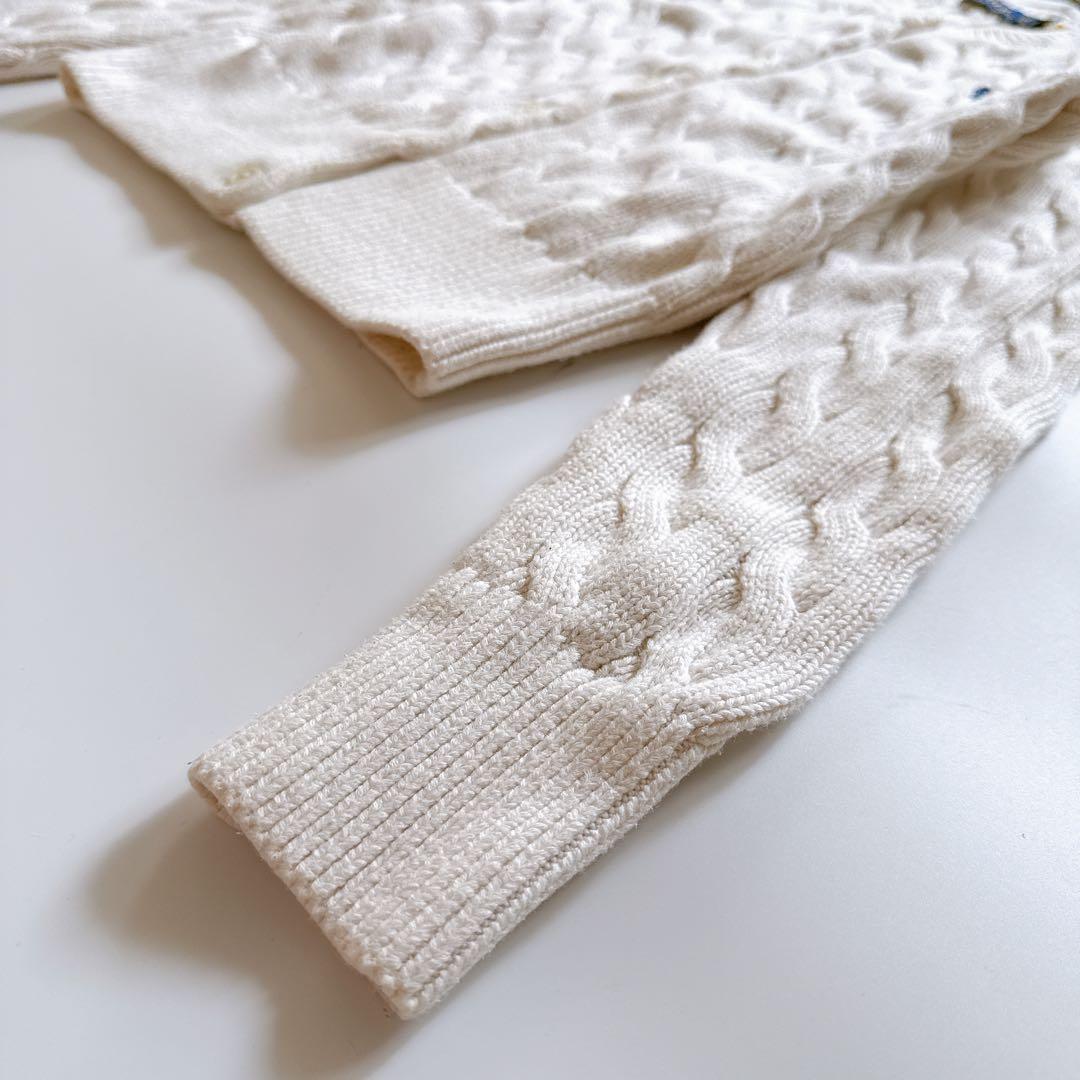 現行QR✨ポロラルフローレン ケーブルニットカーディガン アイボリー ポニー S