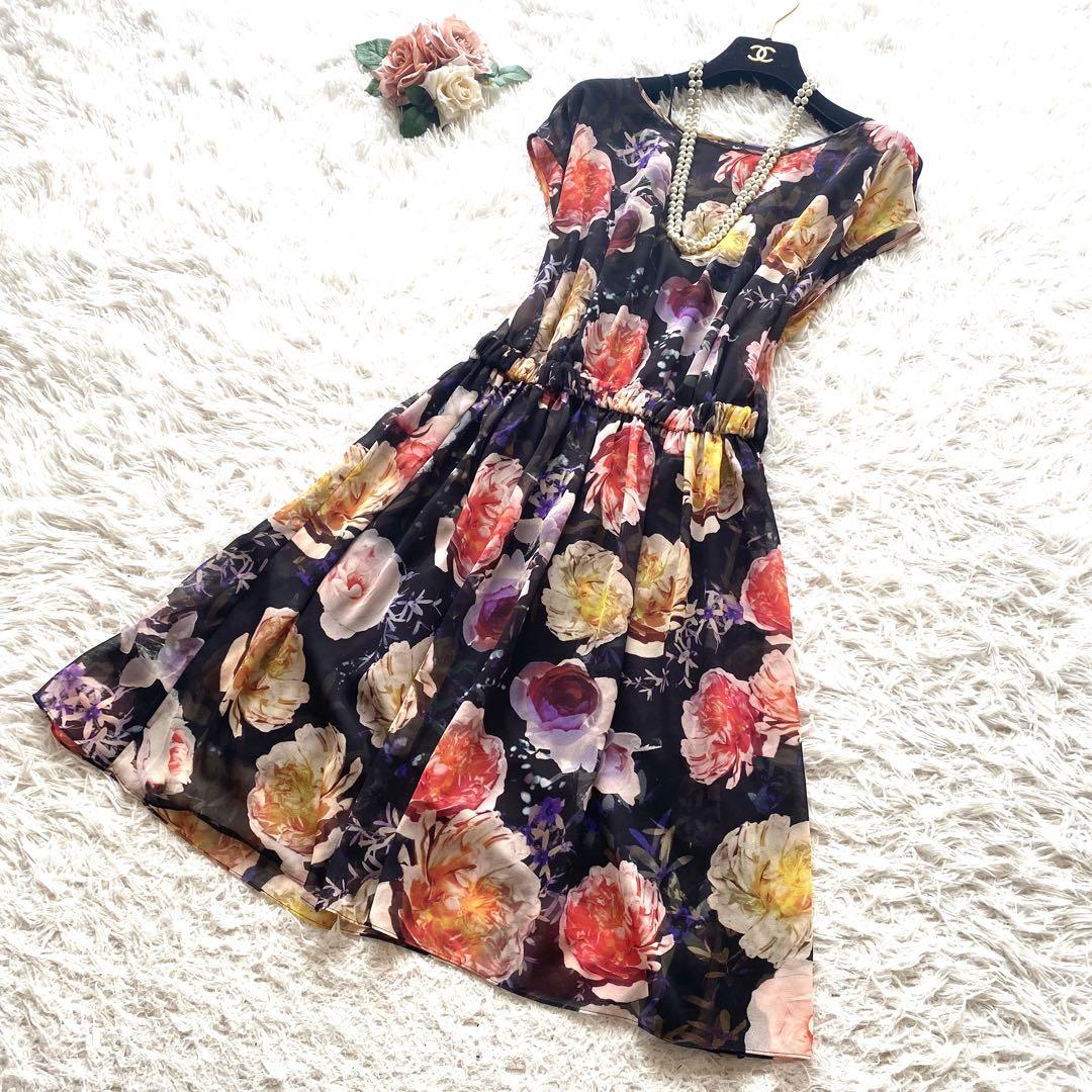 【楽天スーパーセール】 美品✨ポールスミス ワンピース 花柄 シフォン インナーキャミ ワンピース